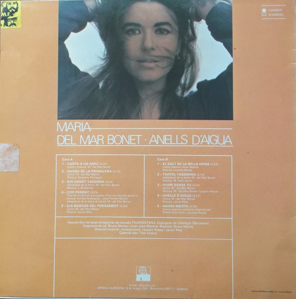 Maria Del Mar Bonet, Anells D'aigua - LP