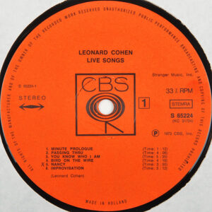 Leonard Cohen, Live Songs - LP: imagen 3