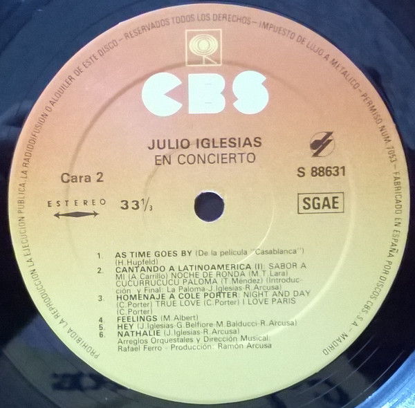 Julio Iglesias, En Concierto - LP