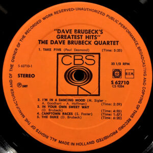 Dave Brubeck, Dave Brubeck's Greatest Hits - LP: imagen 3