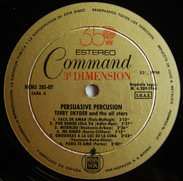 Terry Snyder And The All Stars, Percusión Persuasiva Vol. 1 (Persuasive Percusion) - LP