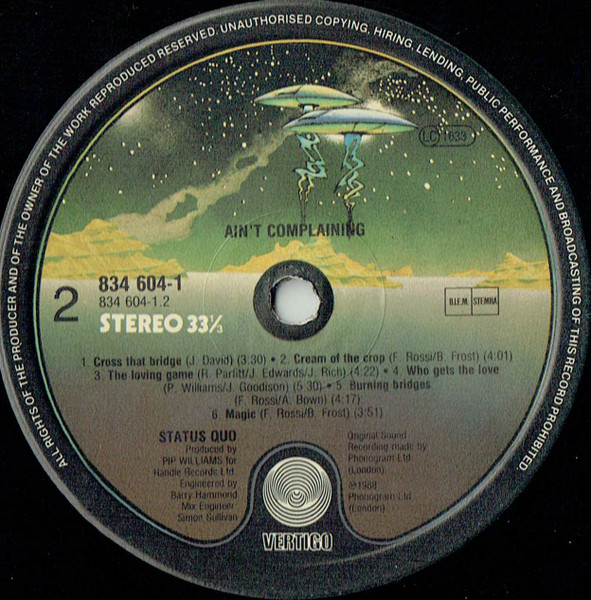 Status Quo, Ain't Complaining - LP