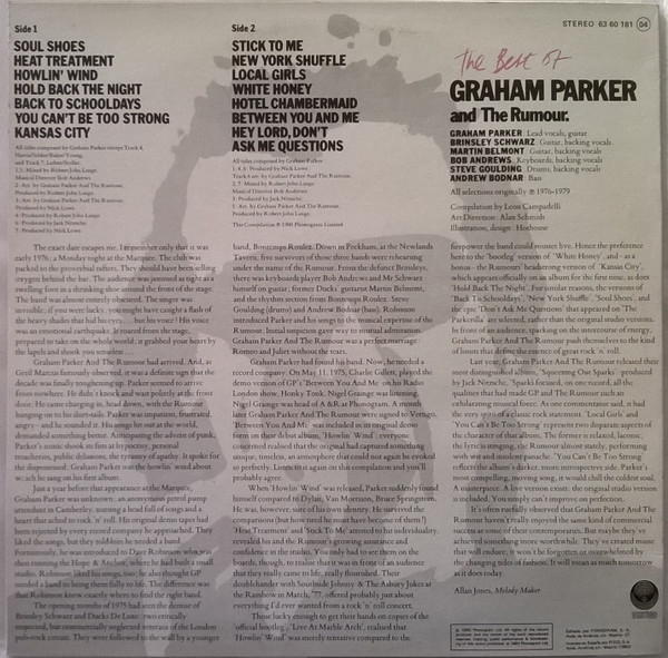 Graham Parker And The Rumour, The Best Of Graham Parker And The Rumour - LP
