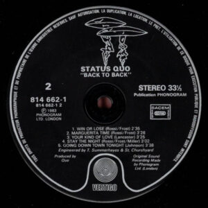Status Quo, Back To Back - LP: imagen 4