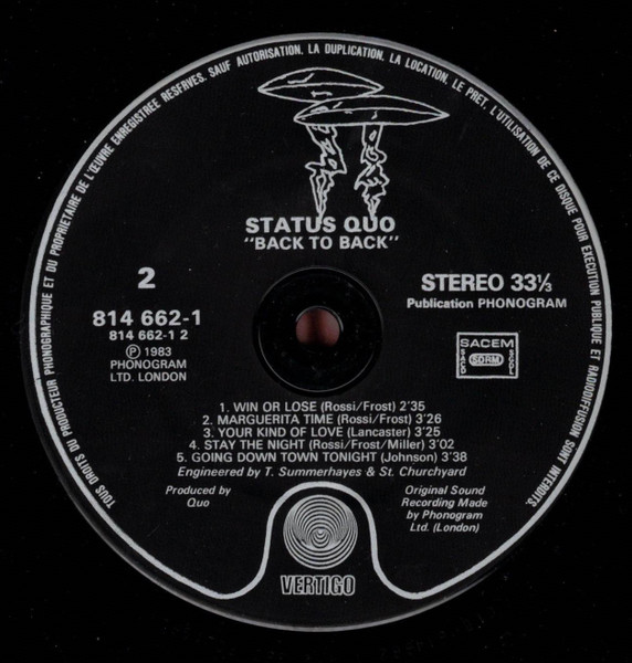 Status Quo, Back To Back - LP