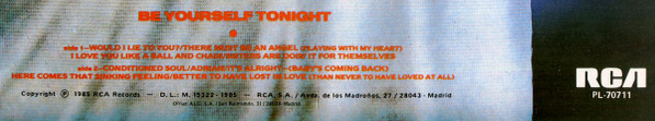 Eurythmics, Be Yourself Tonight - LP