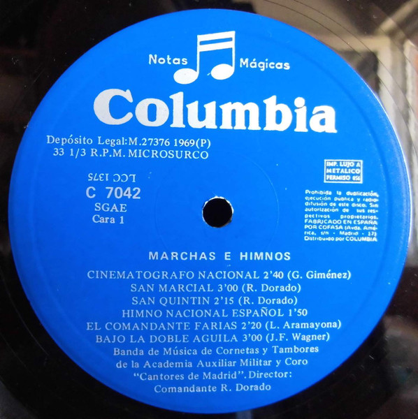 Banda De Música De La Academia Auxil, Marchas E Himnos - LP