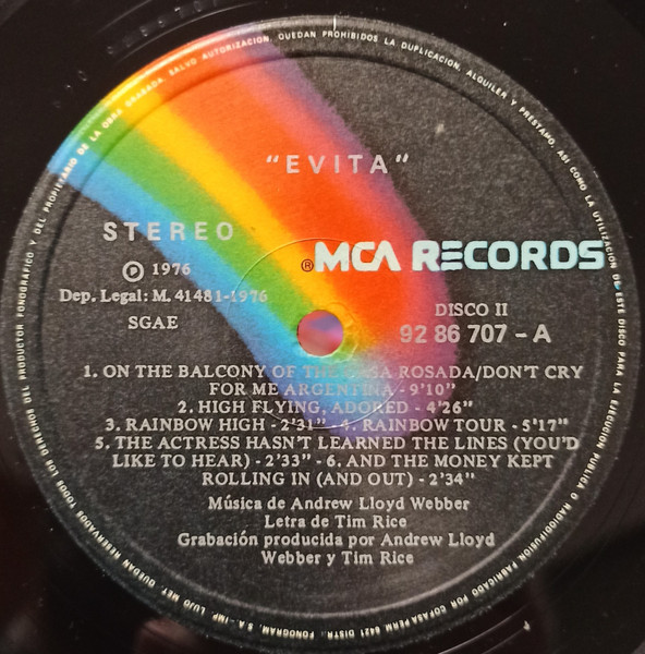Andrew Lloyd Webber And Tim Rice, Evita - LP