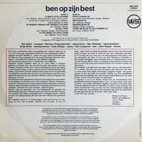 Ben Webster, Ben Op Zijn Best - LP
