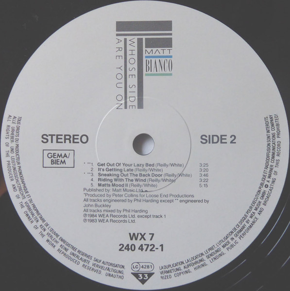 Matt Bianco, Whose Side Are You On - LP