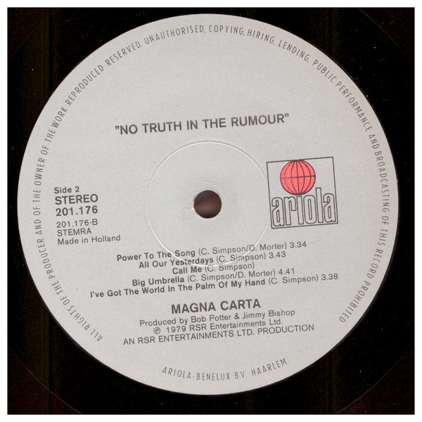 Magna Carta, No Truth In The Rumour - LP