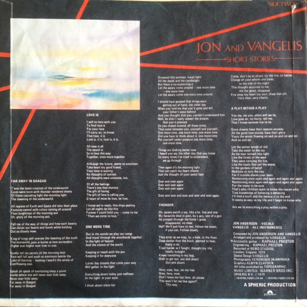 Jon & Vangelis, Short Stories - LP