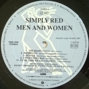 Simply Red, Men And Women - LP: imagen 3