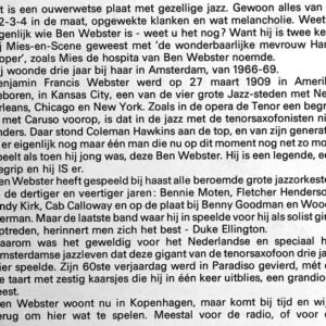 Ben Webster, Ben Op Zijn Best - LP: imagen 5