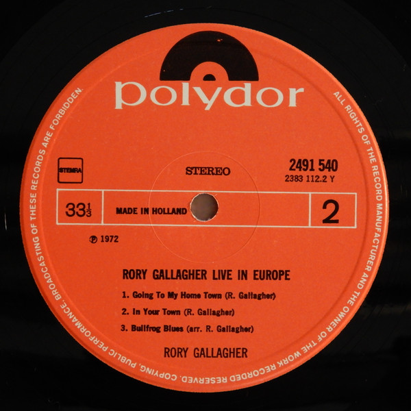 Rory Gallagher, Live! In Europe - LP