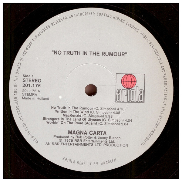 Magna Carta, No Truth In The Rumour - LP