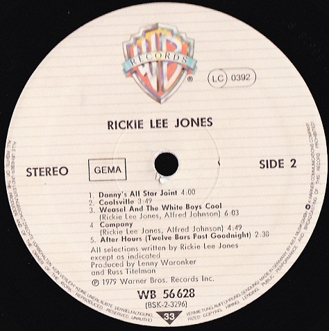 Rickie Lee Jones, Rickie Lee Jones - LP