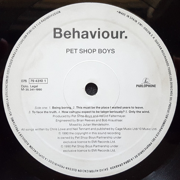 Pet Shop Boys, Behaviour - LP