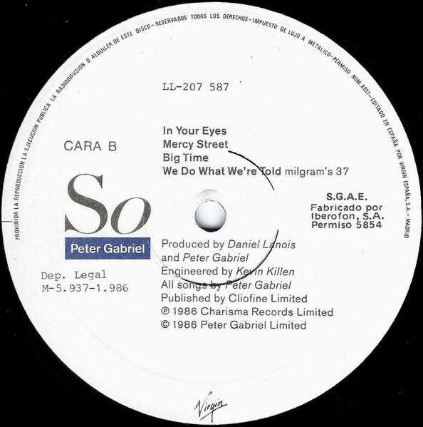 Peter Gabriel, So - LP