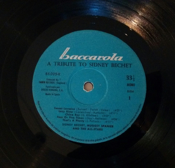 Sidney Bechet, Muggsy Spanier, A Tribute To Sidney Bechet - LP