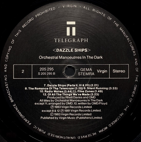Orchestral Manoeuvres In The Dark, Dazzle Ships - LP