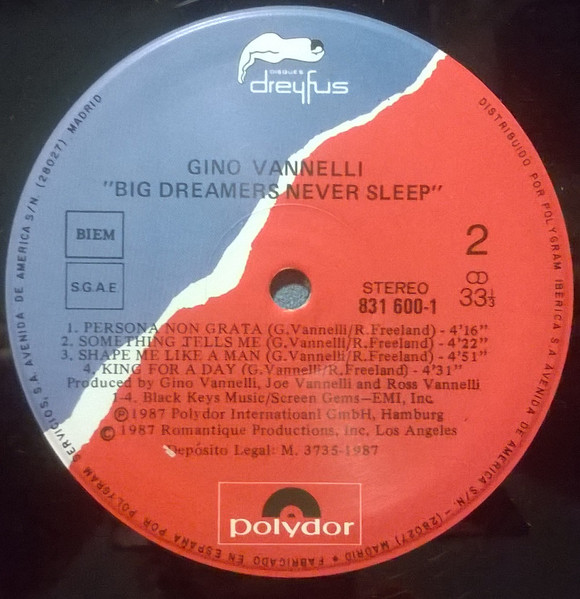 Gino Vannelli, Big Dreamers Never Sleep - LP