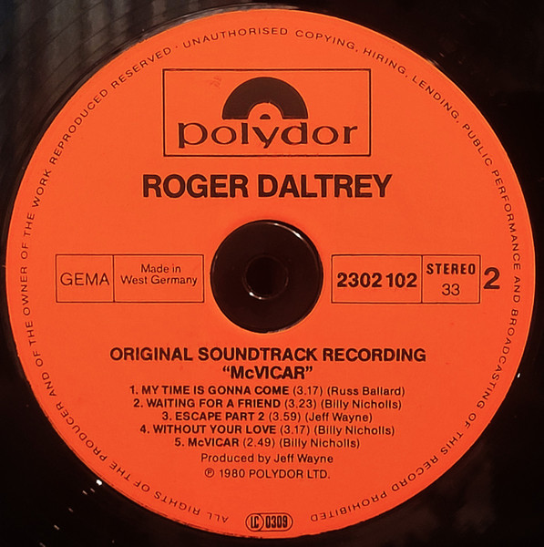 Roger Daltrey, McVicar (Original Soundtrack Recording) - LP