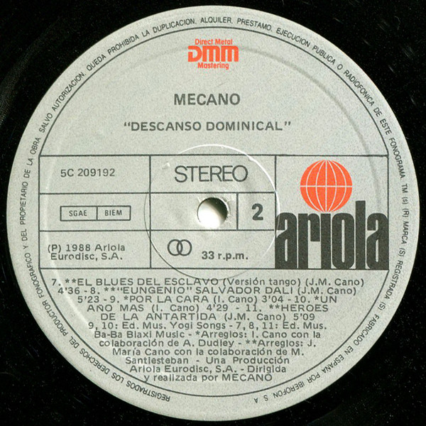 Mecano, Descanso Dominical - LP