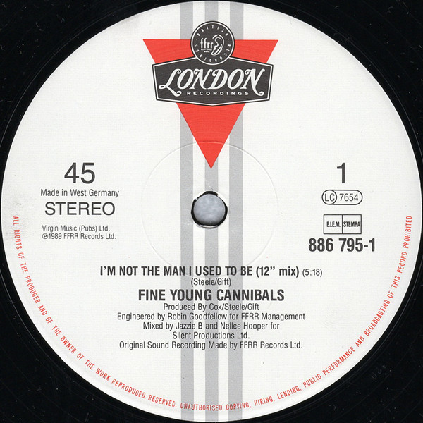 Fine Young Cannibals, I'm Not The Man I Used To Be - Maxi Singles