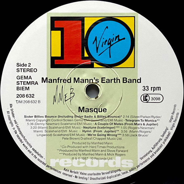 Manfred Mann's Earth Band, Masque (Songs And Planets) - LP