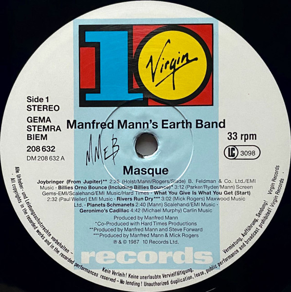 Manfred Mann's Earth Band, Masque (Songs And Planets) - LP