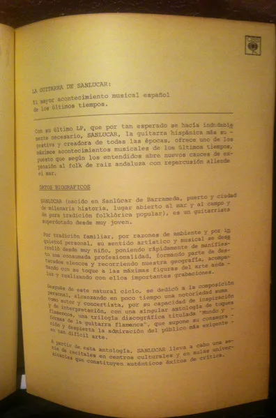 Manolo Sanlucar, Sanlucar - LP