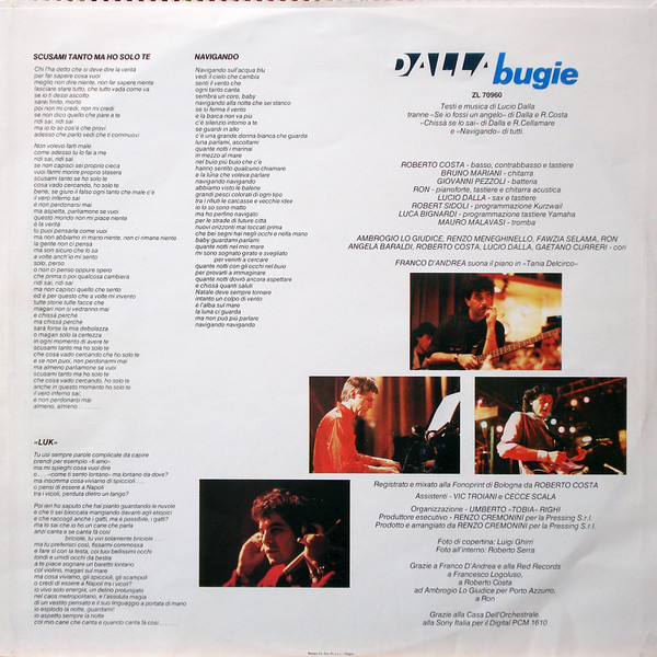 Lucio Dalla, Bugie - LP