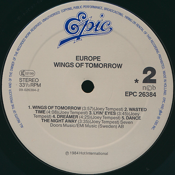 Europe, Wings Of Tomorrow - LP