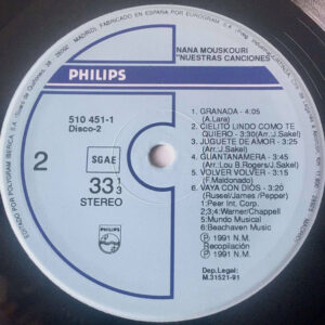 Nana Mouskouri, Nuestras Canciones - LP: imagen 8