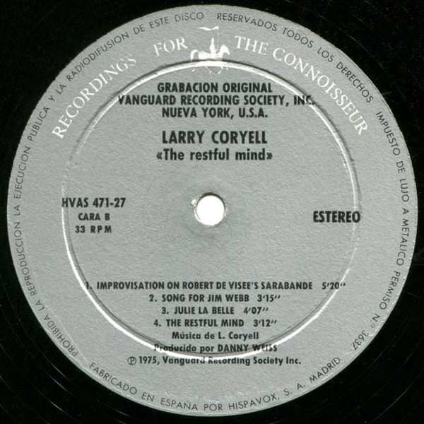 Larry Coryell, The Restful Mind - LP