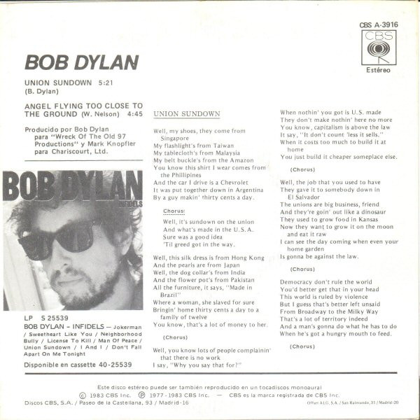 Bob Dylan, Union Sundown - Singles