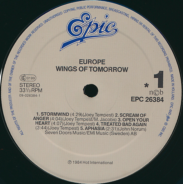 Europe, Wings Of Tomorrow - LP