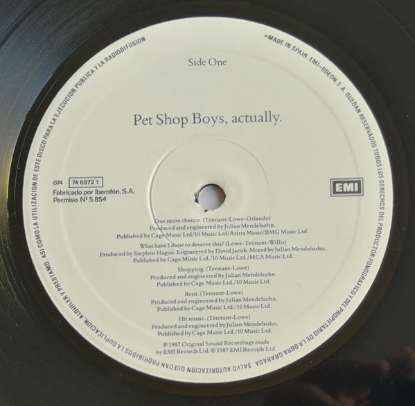 Pet Shop Boys, Actually - LP