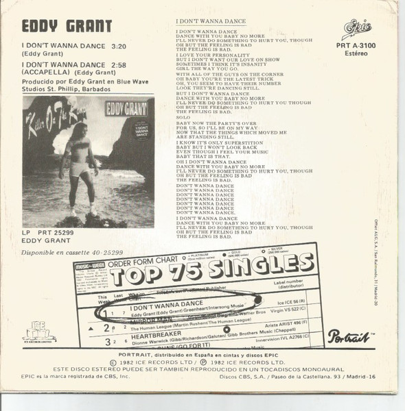 Eddy Grant, I Don't Wanna Dance - Singles