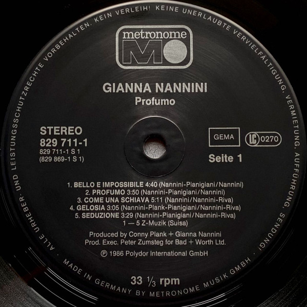 Gianna Nannini, Profumo - LP