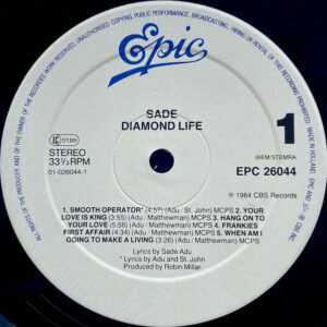 Sade, Diamond Life - LP: imagen 5