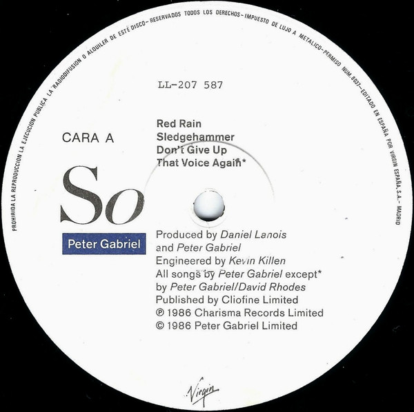 Peter Gabriel, So - LP