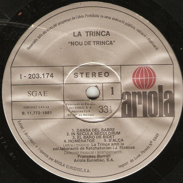 La Trinca, Nou De Trinca - LP