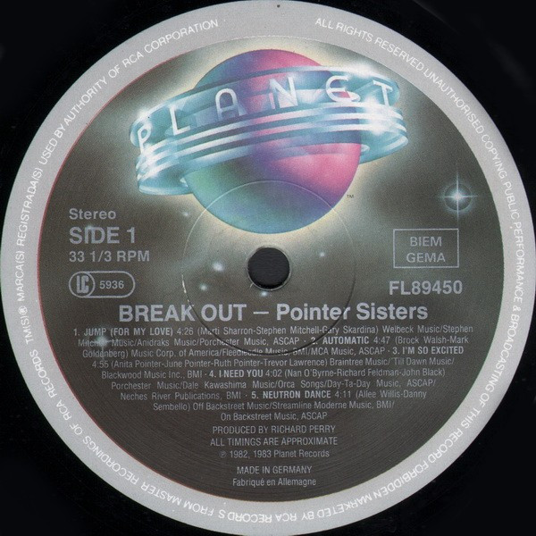 Pointer Sisters, Break Out - LP
