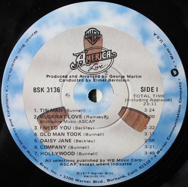 America, Live - LP Album Stereo
