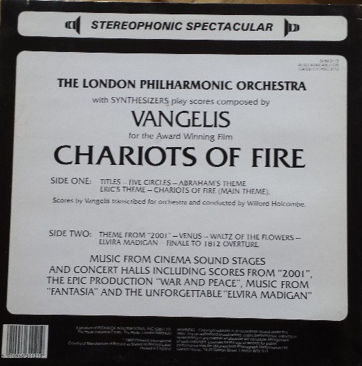London Philharmonic Orchestra, Chariots Of Fire (And Other Award Winning Scores From T - LP