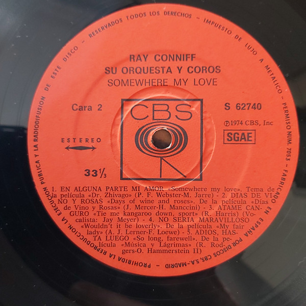 Ray Conniff And The Singers, Somewhere My Love - LP