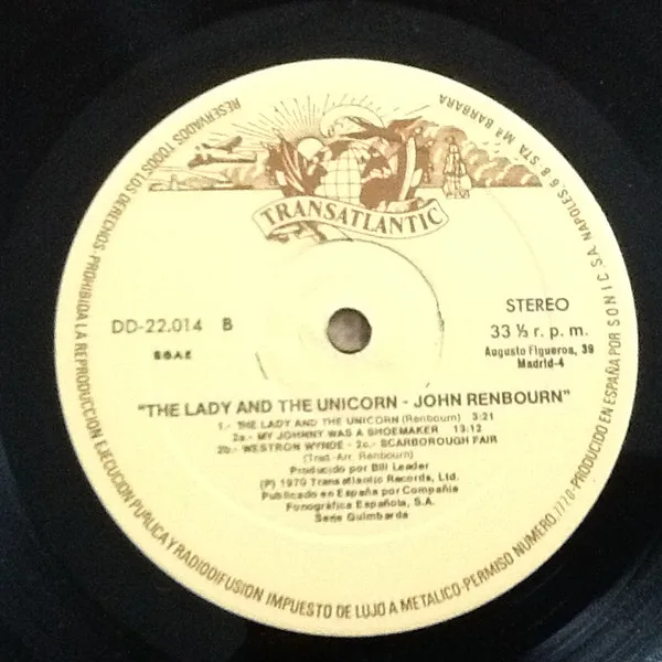 John Renbourn, The Lady And The Unicorn / Sir John Alot Of... - LP