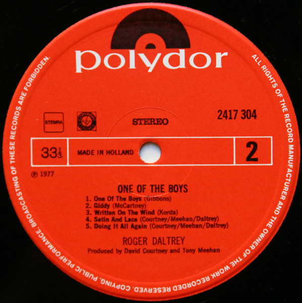 Roger Daltrey, One Of The Boys - LP